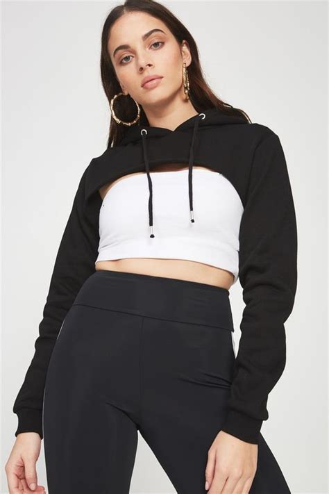 extremely cropped hoodie.